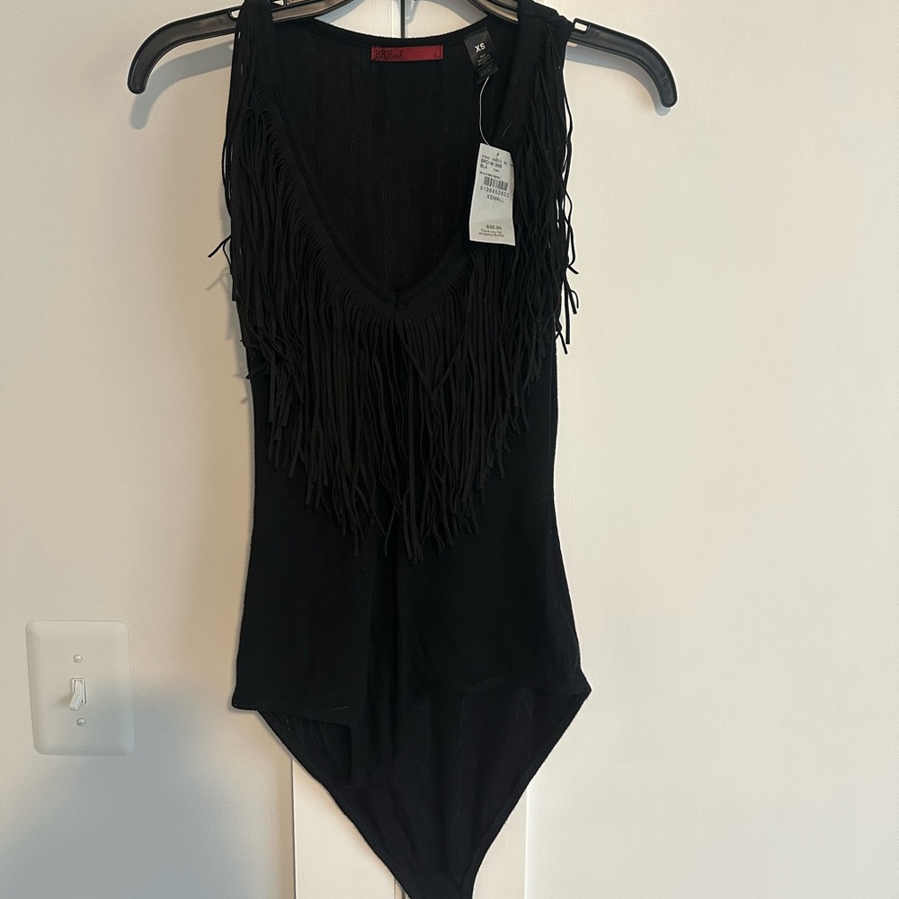 BKEred Black Fringe Bodysuit